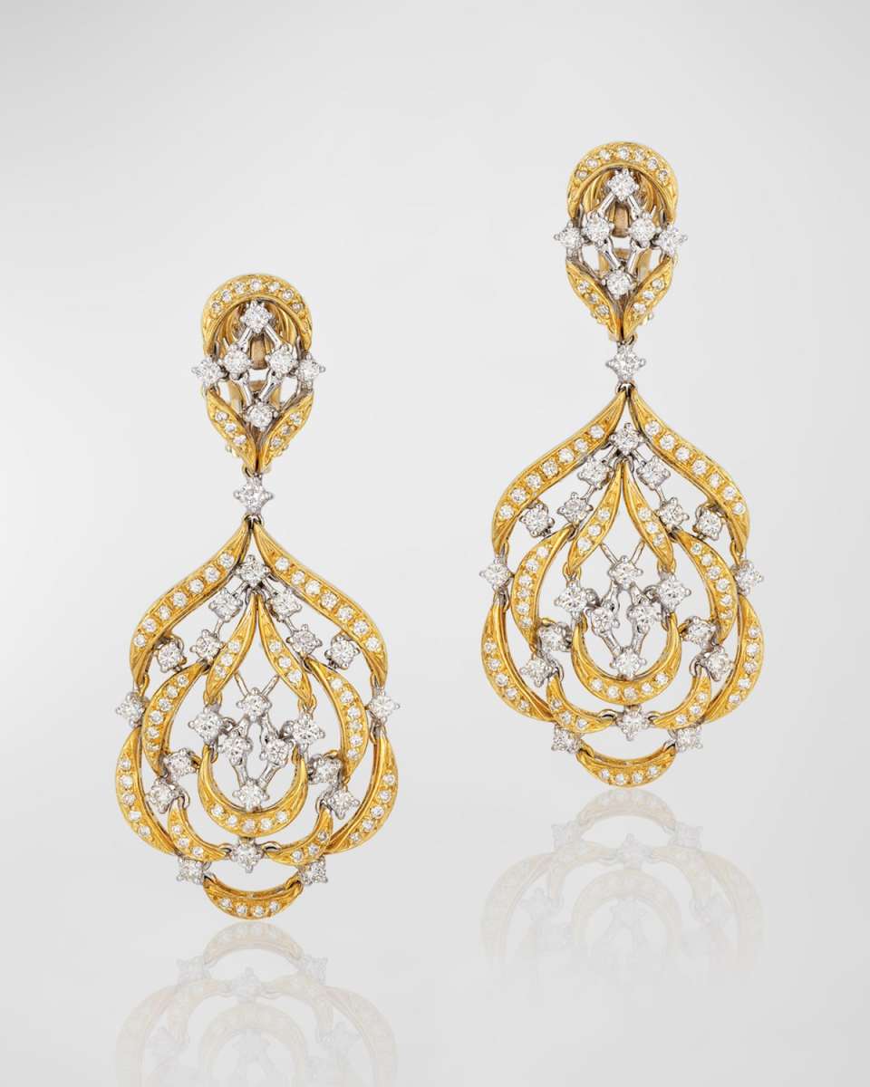 18k Gold Diamond Dangle Earrings